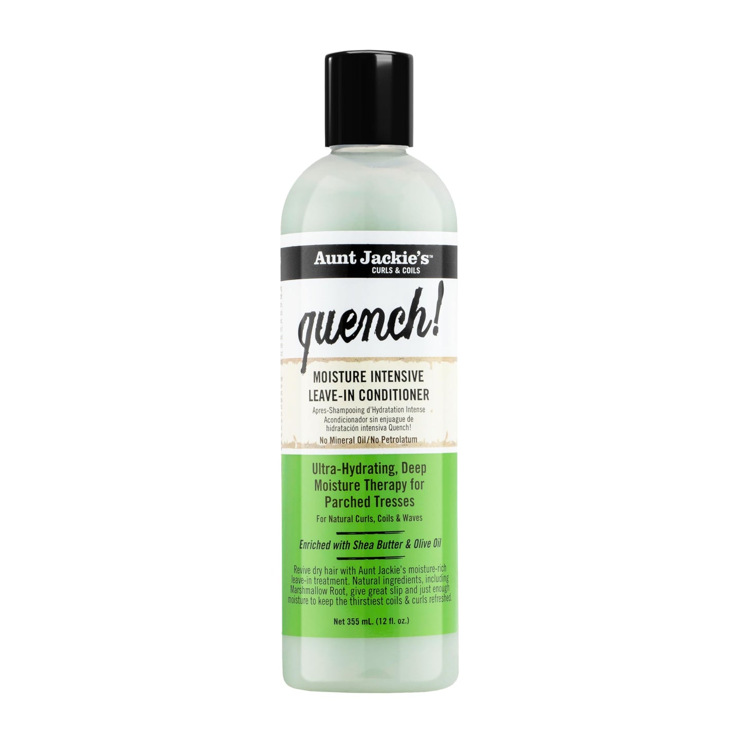 Aunt Jackie's Curls and Coils Quench Moisture Intensive Leave-In Hair Conditioner for Natural Curls, Coils and Waves, Enriched with Shea Butter, 12 oz Beauty and Personal Care Aunt Jackie's