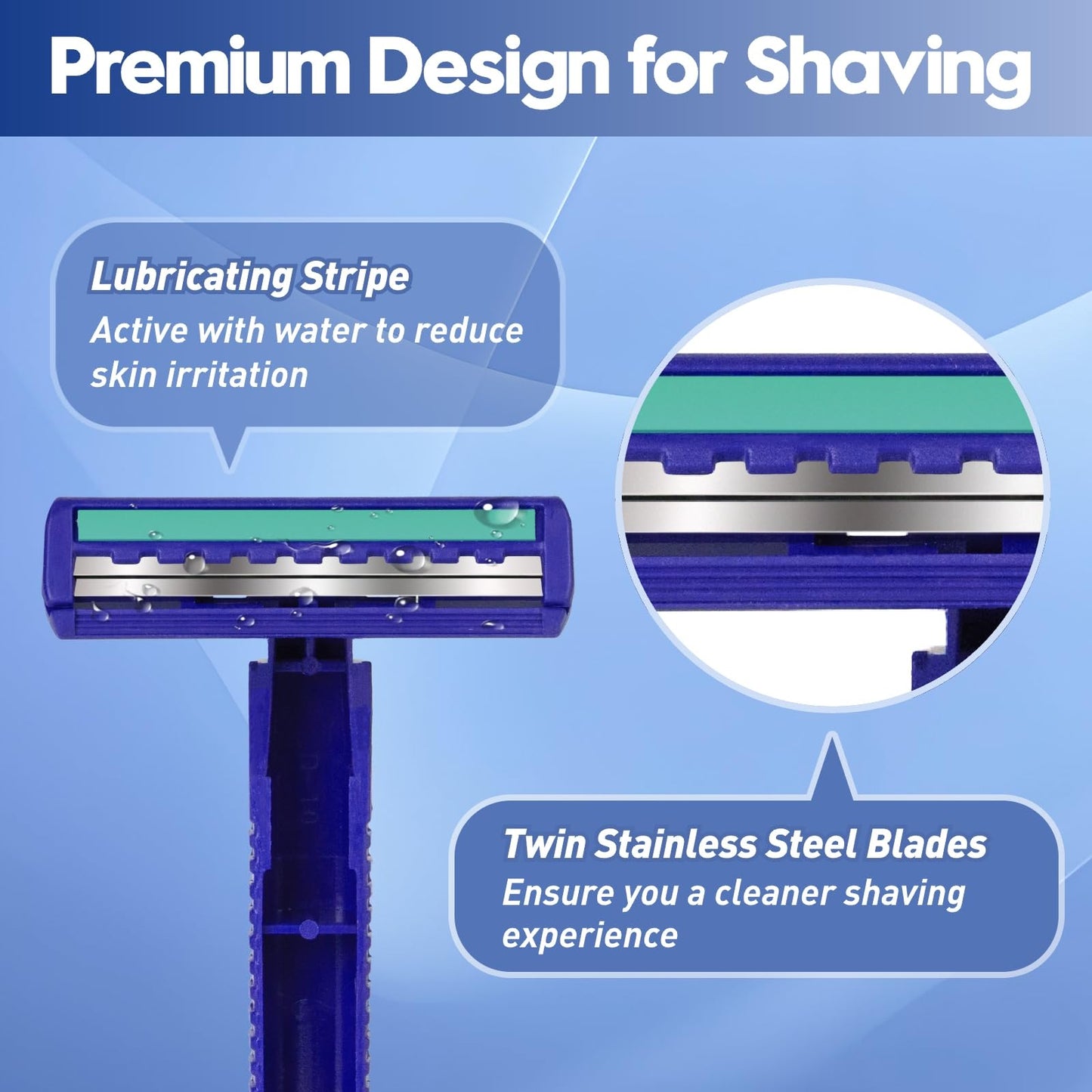 Phafaloop Twin Blade Disposable Razors for Men & Women - Bulk 135 Pack Stainless Steel Shavers with Lubricating Strip, Safety Cap & Non-Slip Handle Beauty and Personal Care Phafaloop