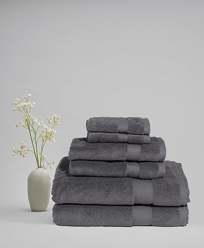 Royal Velvet Signature Solid Towel Sets Grey Cotton 6-Piece 6 Piece Set Towel, solid themed, for Men and Women, OEKO-TEX Certified Confidence