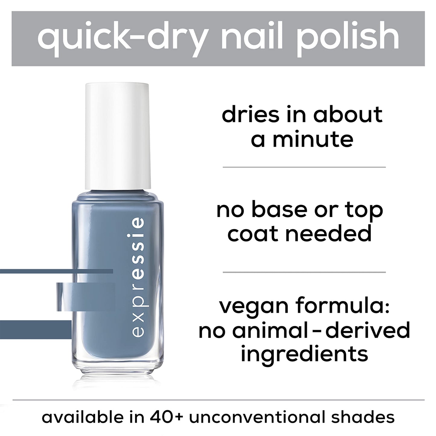 essie Expressie FX Filter Quick-Dry Vegan Nail Polish, Chrome Top Coat, Oil Slick, 0.33 fl oz