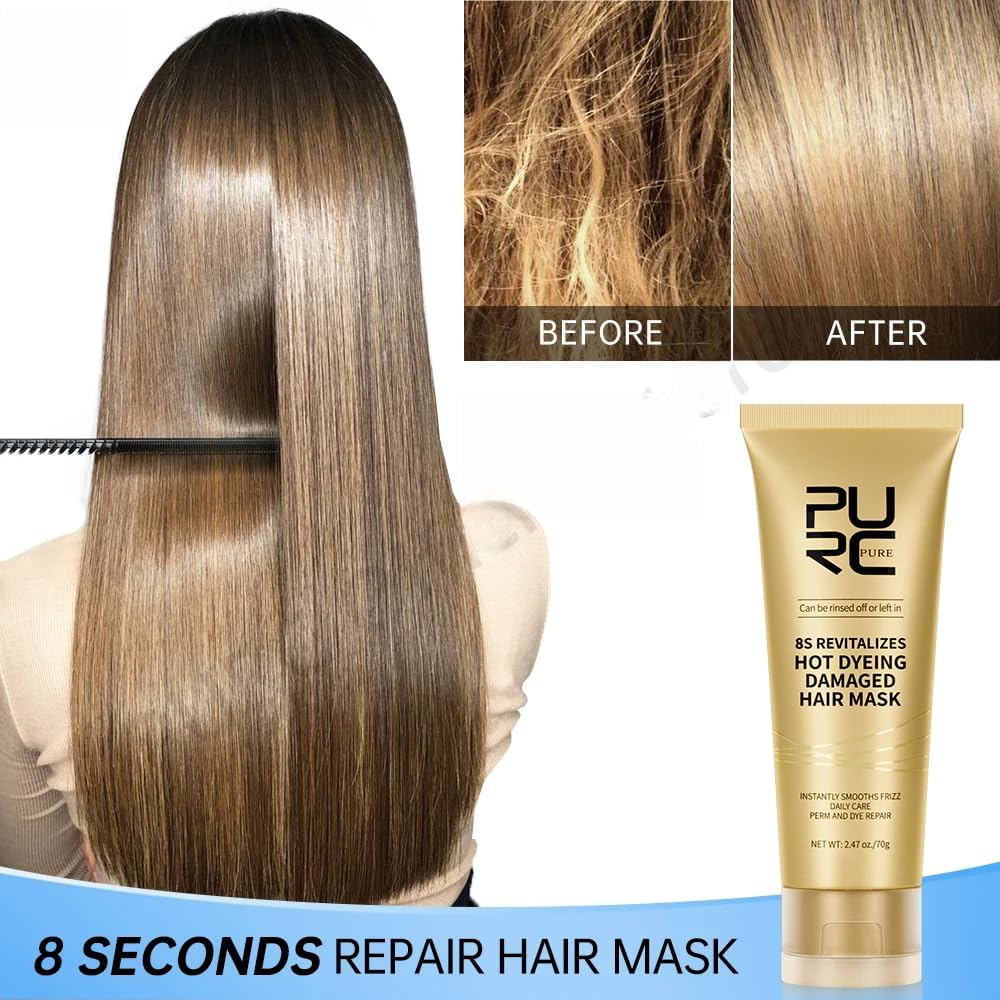 PURC 8 Seconds Hair Mask Smoothing Straightening Keratin Hair Treatment Cream Soft Repair Damaged Frizz Professional Hair Care