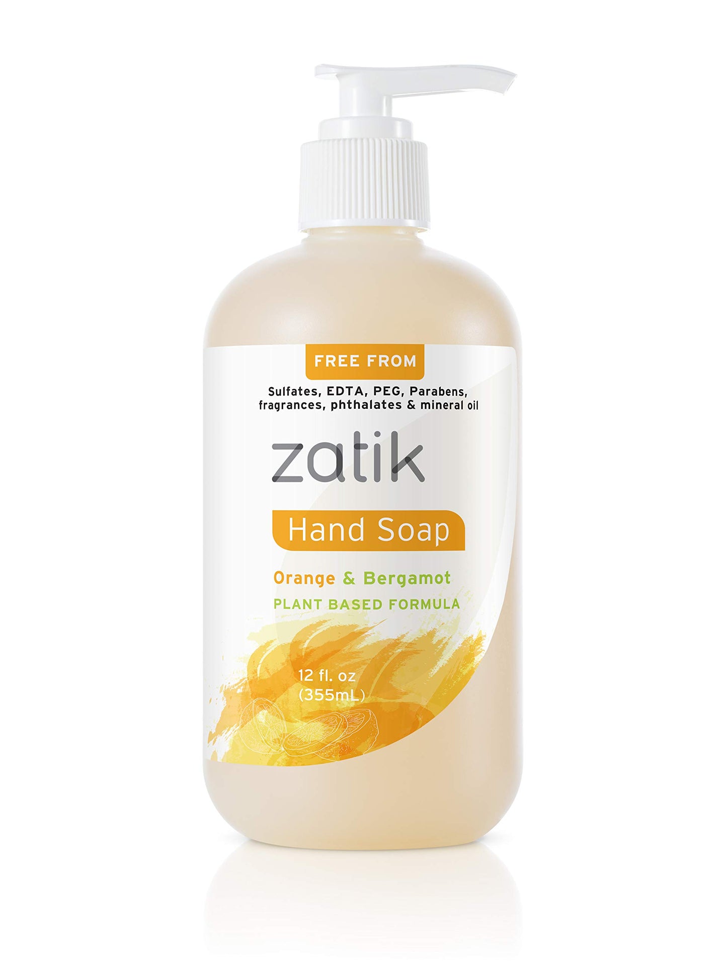Zatik Naturals - Liquid Hand Soap (Orange & Bergamot), Moisturizing Handwash, Grey Water Safe, 12 oz (Pack of 1) Packaging may vary Beauty & Personal Care Zatik