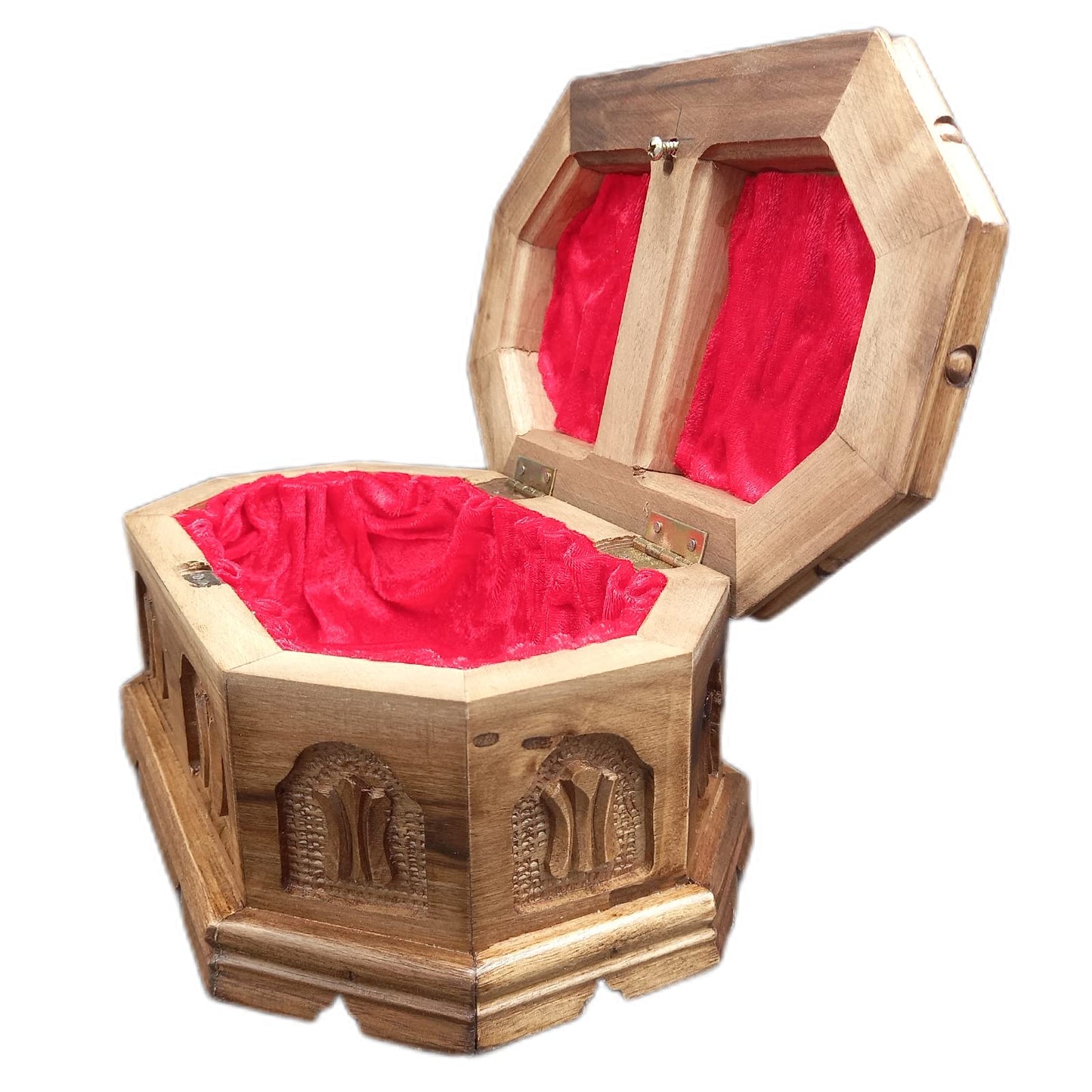 Tubibu Walnut Treasure Secret Magic Box Hand Made Unique Jewelry Box with Hidden Button