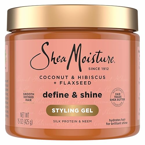 SheaMoisture Define & Shine Styling Gel + Flaxseed Coconut&Hibiscus Hydrates,Holds Your Style All Day Infused With Glycerin,Coconut Oil an