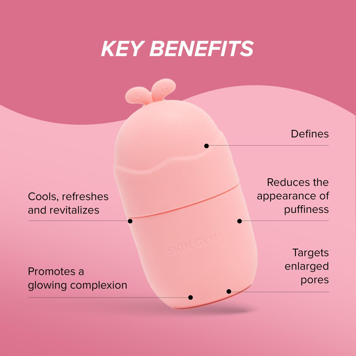 Skin Gym Ice Roller for Face, Depuffing & Cooling Tool, Minimizes Pores & Soothes Skin, Cold Therapy for Glowing Complexion