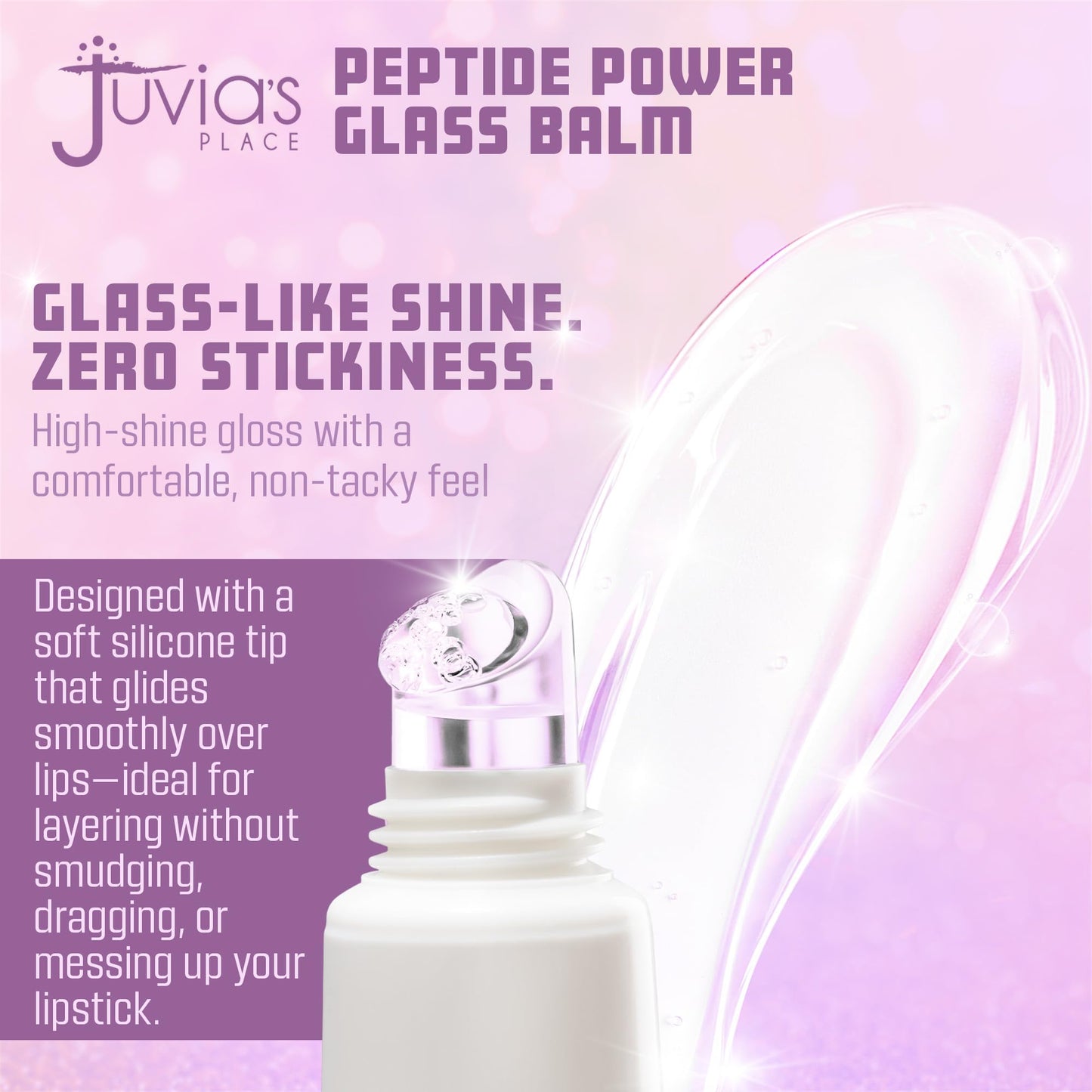 Juvia's Place Peptide Power Glass Balm - High-Shine, Glossy Finish with Plumping Peptide Complex - Hydrates, Smooths, and Nourishes Lips - Non-Sticky