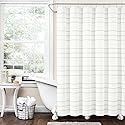 Lush Decor Modern Galaxy Waffle Woven Cotton Shower Curtain, 72" x 72", White & Gray