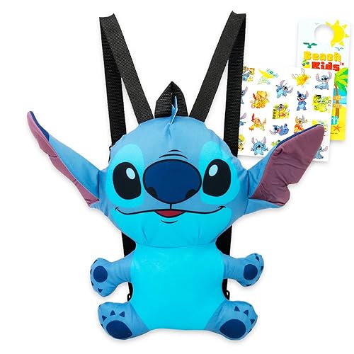 Disney Stitch Plush Backpack Set - Bundle with 16" Disney Plush Toy Plus Stickers and More for Kids | Lilo and Stitch Wearable Plushie for Girls, Kids