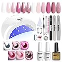 Vishine Gel Nail Polish Starter Kit with 48W SUNOne UV LED Nail Lamp Speed Dryer Manicure Tools 6 Pretty Colors Gel Polish Base and Top Coat #01