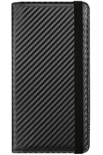 checkbook cover with elastic band - premium leather clear pvc divider durable, compact, and multi-functional holder wallet case for man woman, carbon…