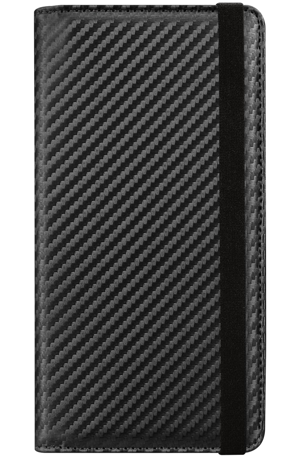 checkbook cover with elastic band - premium leather clear pvc divider durable, compact, and multi-functional holder wallet case for man woman, carbon…
