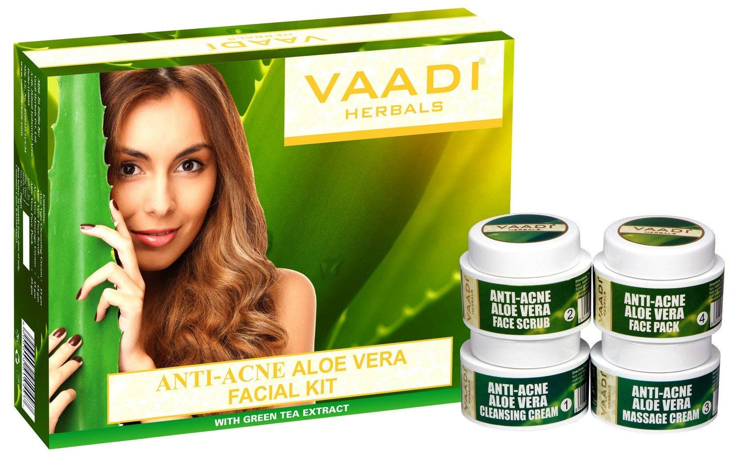 NWIL Vaadi Herbals Anti Acne Aloe Vera Facial Kit with Green Tea Extract, 70g