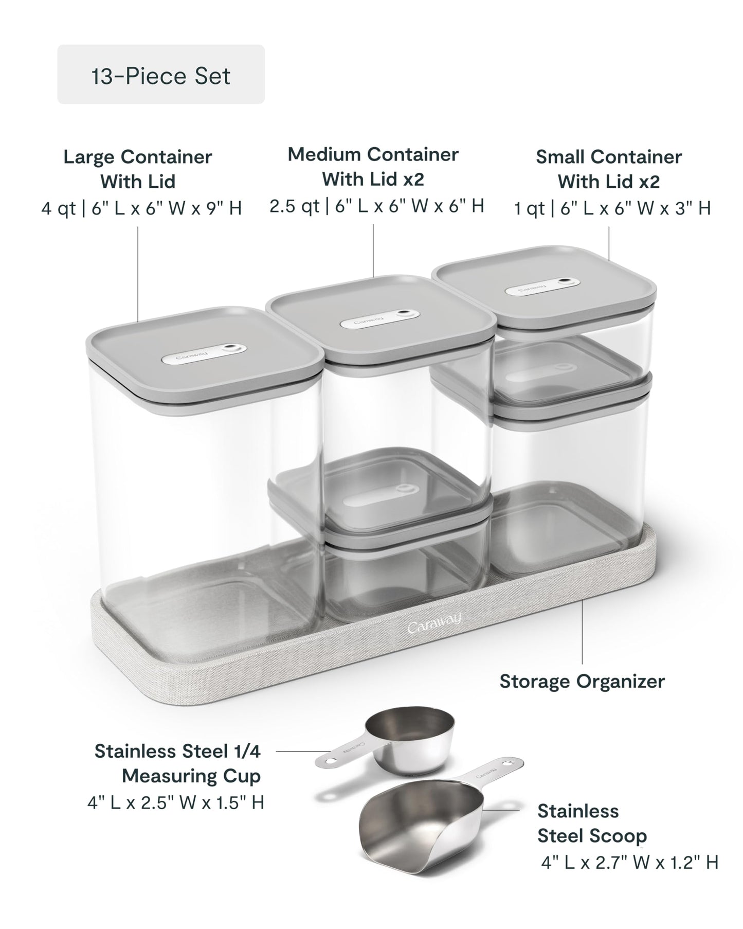 Caraway 13-Piece Glass Airtight Food Storage Containers with Lids - Non-Toxic, BPA-Free Kitchen Storage Containers - Stackable, Space-Saving Airtight…
