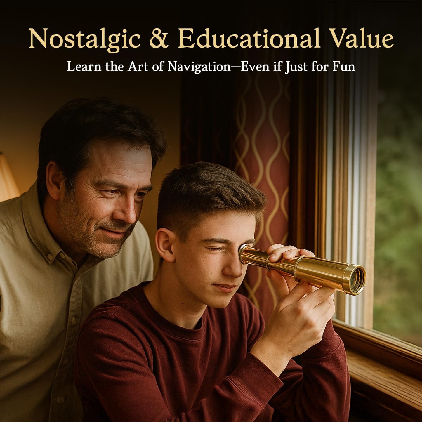 NauticalMart 6" Brass Telescope – Pirate Spyglass with Wooden Box, Nautical Collectible & Decorative Piece for Kids, Adults, Home or Office