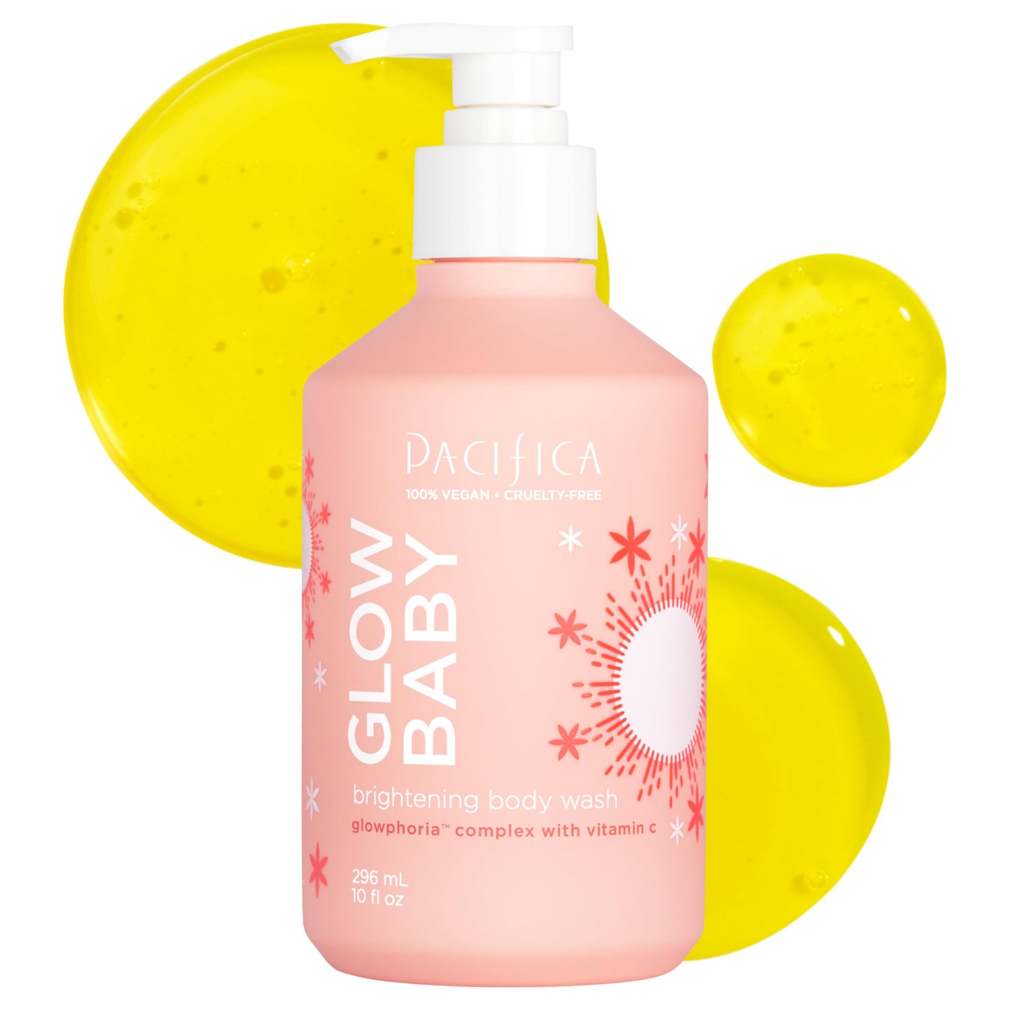 Pacifica Glow Baby Brightening Body Wash - Vitamin C & AHA Exfoliating Body Wash for Glowing Skin, Moisturizing Daily Shower Gel for Dull Dry Skin