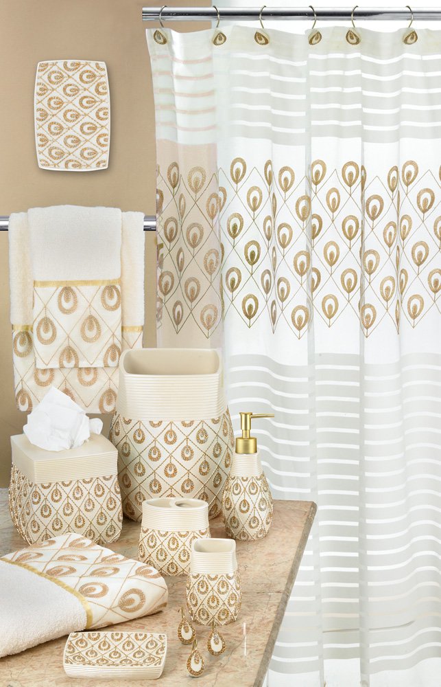 Popular Bath Bath Towels, Seraphina Collection, 3-Piece Set, Ivory