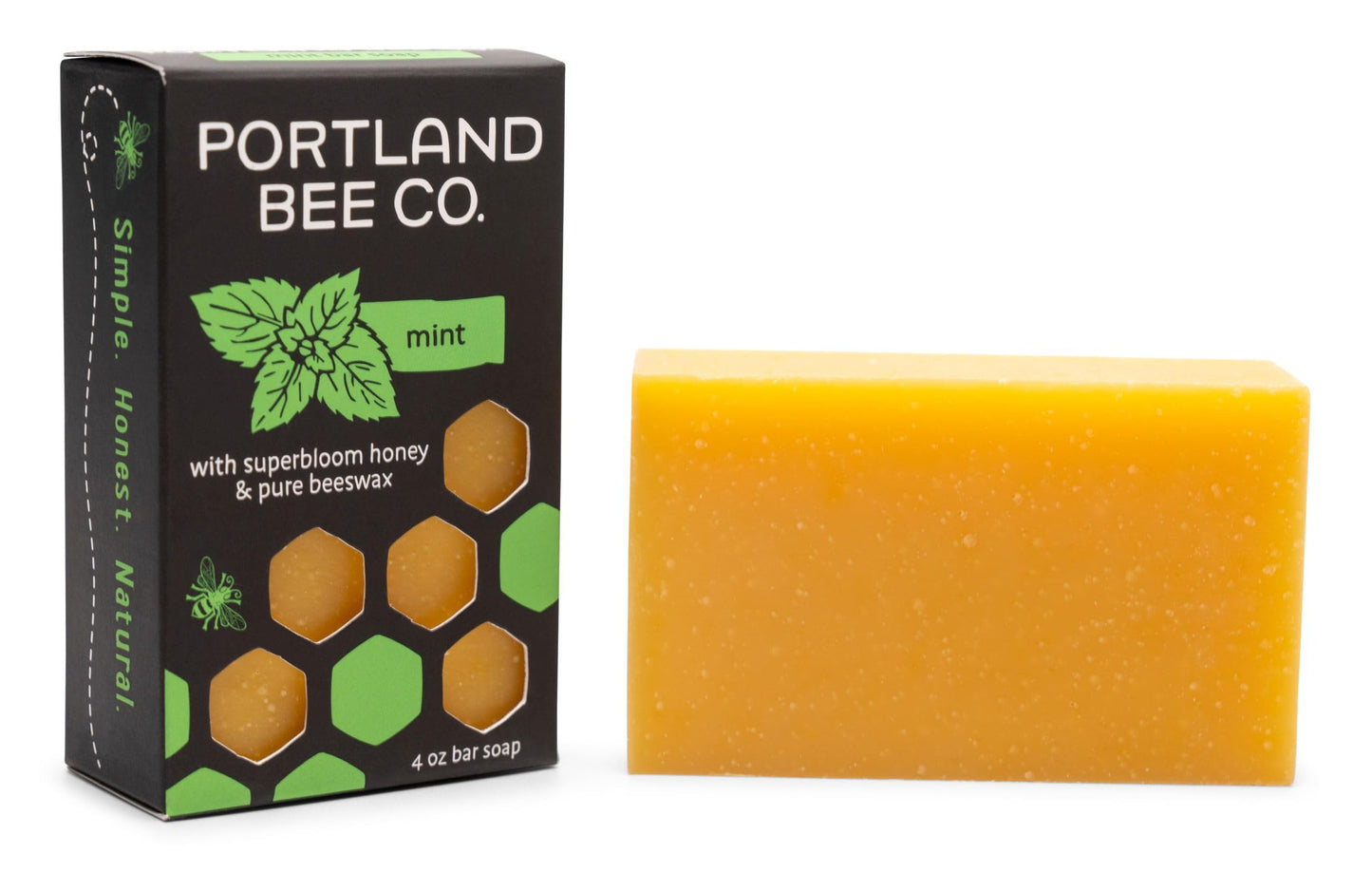 Portland Bee Co. All Natural Beeswax and Super Bloom Honey Bar Soap - Mint