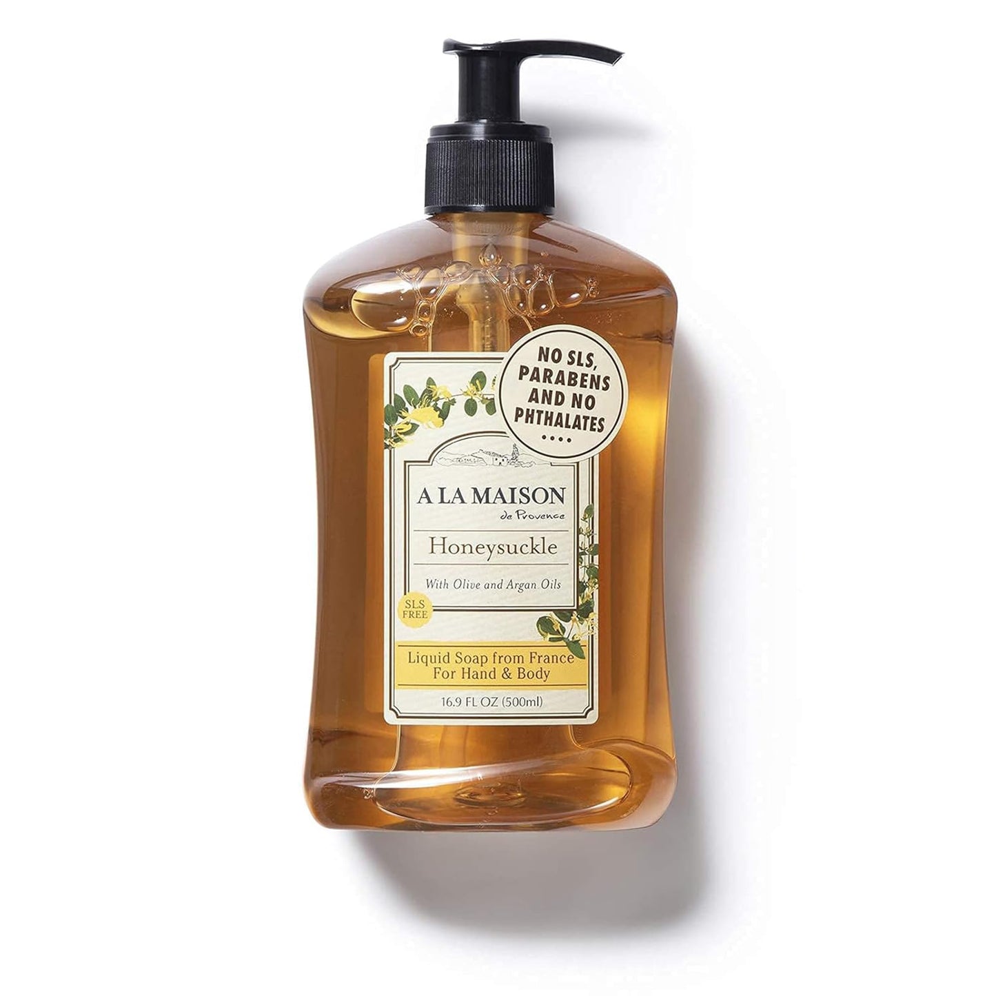 A LA MAISON French Liquid Hand Soap, Honeysuckle - Natural Hand Wash Made with Essential Oils - Biodegradable, Plant-Based, Vegan, Cruelty-Free