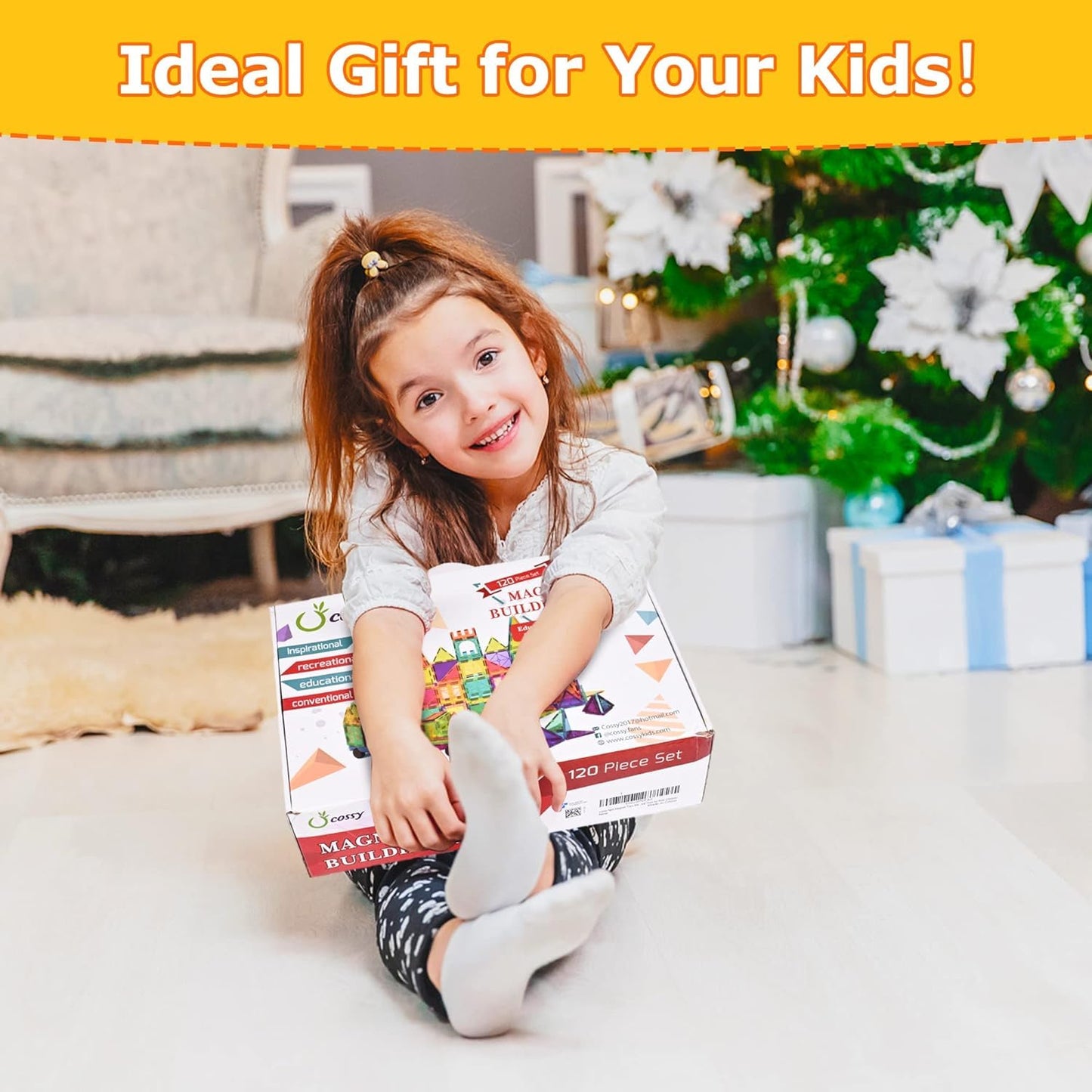 Cossy 120pcs Magnetic Tiles – 3D Building Blocks Construction Set with Strong Magnets, Educational STEM Toys for Kids Ages 3+