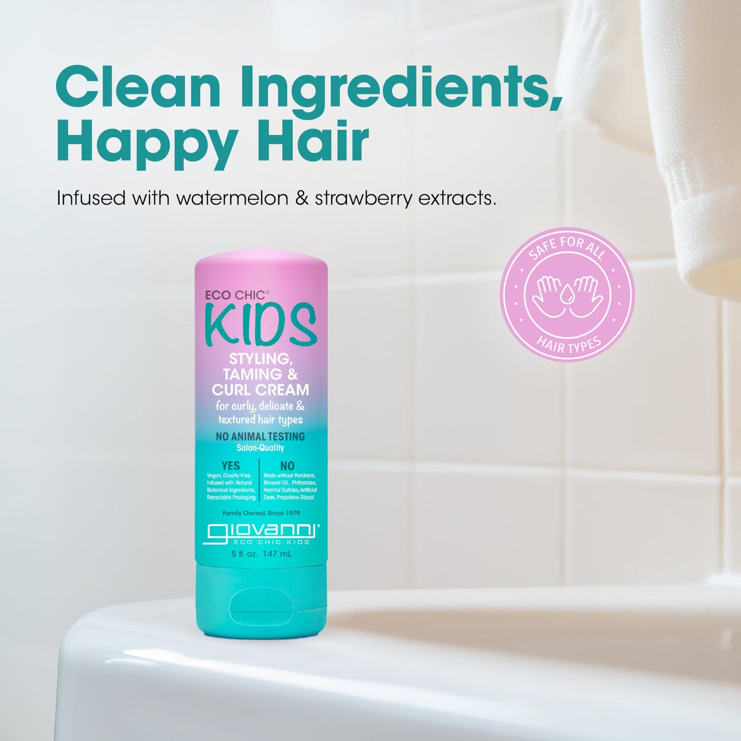 Eco Chic KIDs Styling Taming & Curl Cream - Kids Curl Cream, Curly Hair Products, for Delicate and Textured Hair Types, Long-Lasting & Lightweight