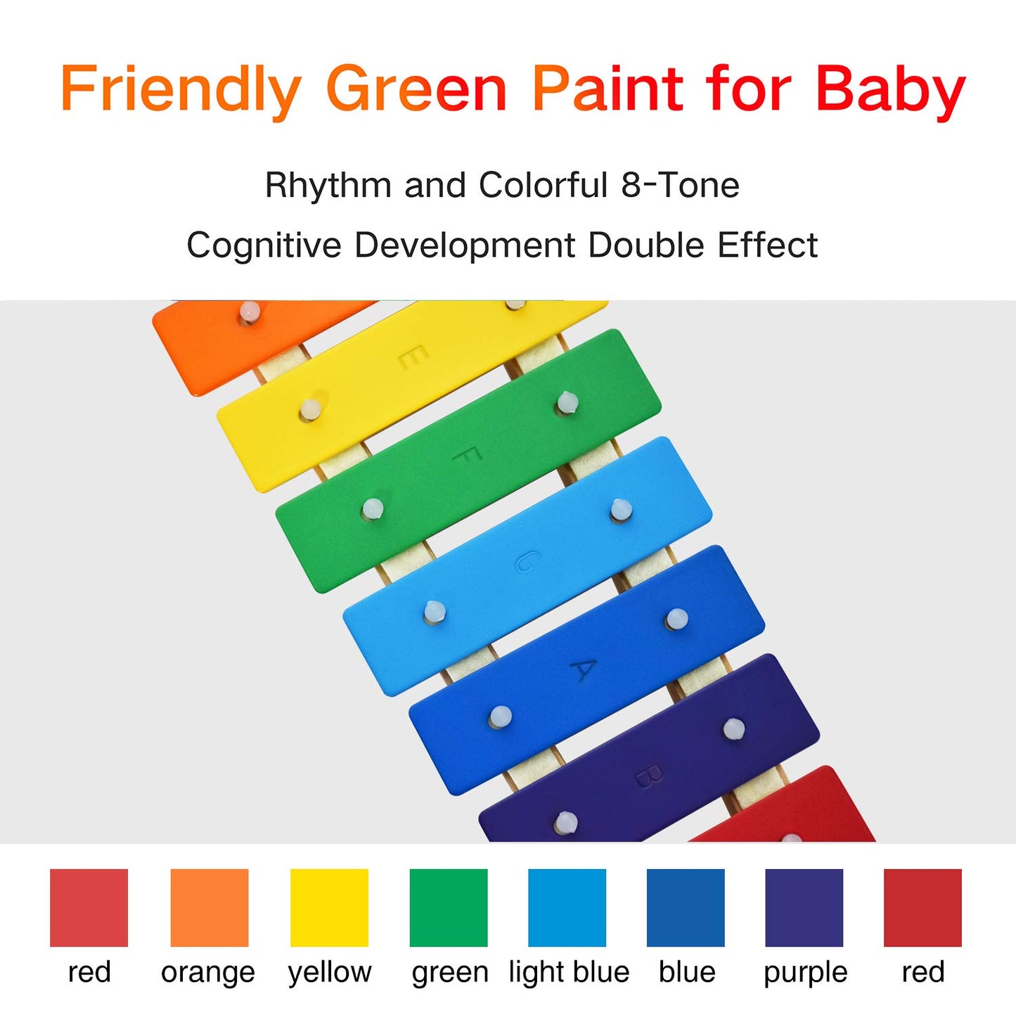 MUSICUBE Wooden Xylophone for Kids with Mallets – Preschool Educational Percussion Toy, Orff Music Kit, Tuned Musical Gift for Children