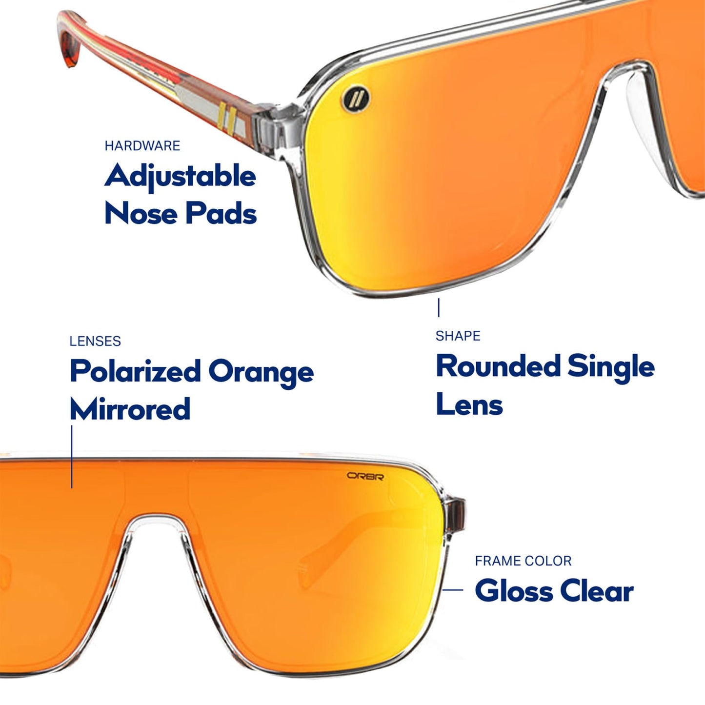 Blenders Eyewear Meister X2 - Polarized Sunglasses with Durable Single Lens, Adjustable Temples - 100% UV Protection - For Men & Women - Orange