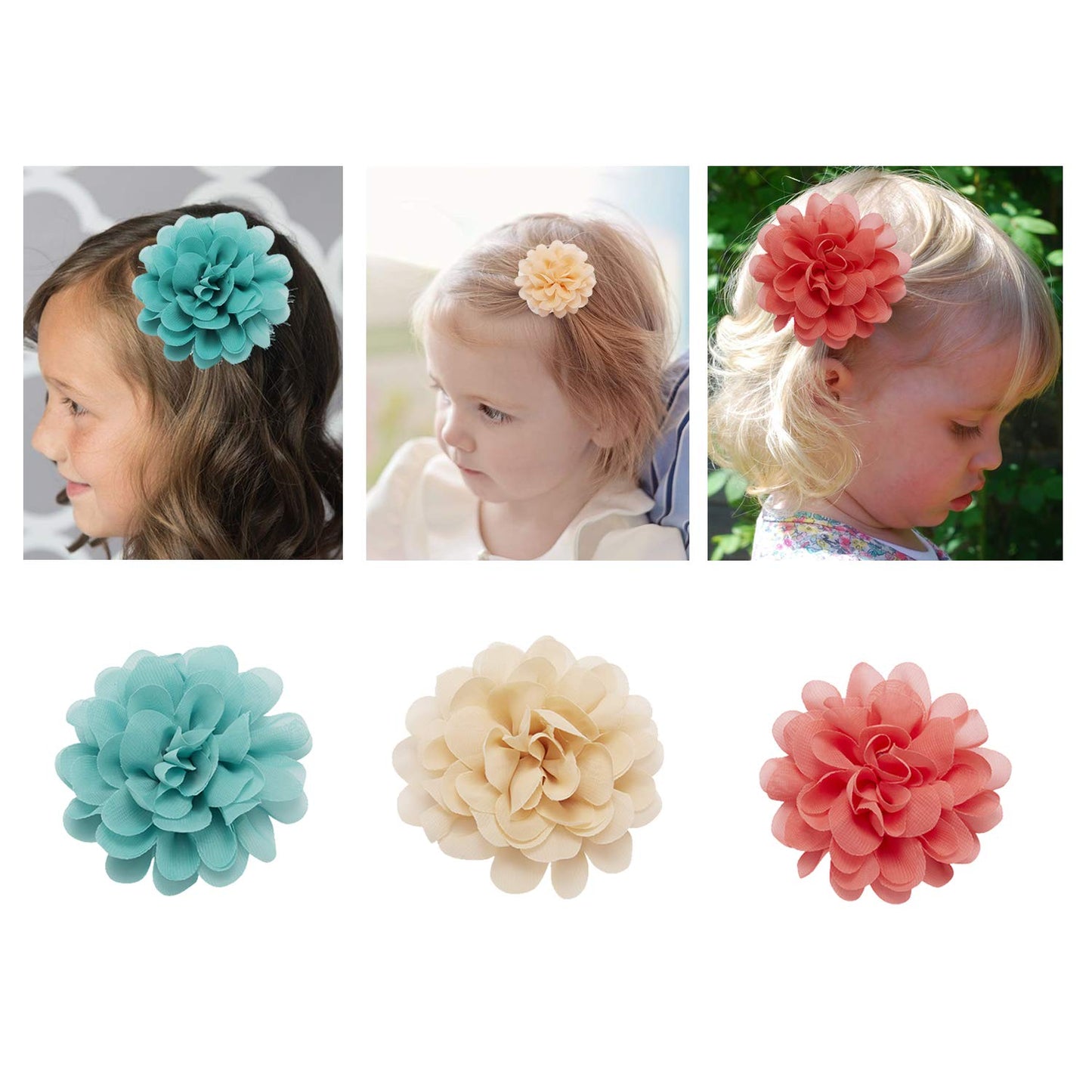 Lawie 20 Pack Silk Large Artificial Chiffon Flower Hair Clips Fabric Floral Brooch Pins Alligator Hairpins Barrettes Wedding Bridal Prom Party Hair