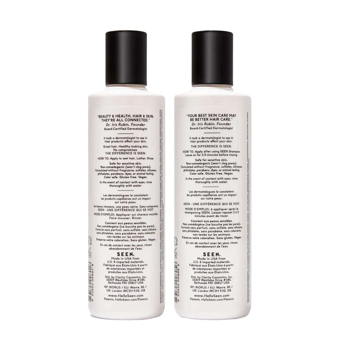 SEEN Shampoo & Conditioner Bundle, Fragrance-Free - Non-Comedogenic Hair Care Set, Dermatologist-Developed, Safe for Sensitive, Eczema & Acne-Prone