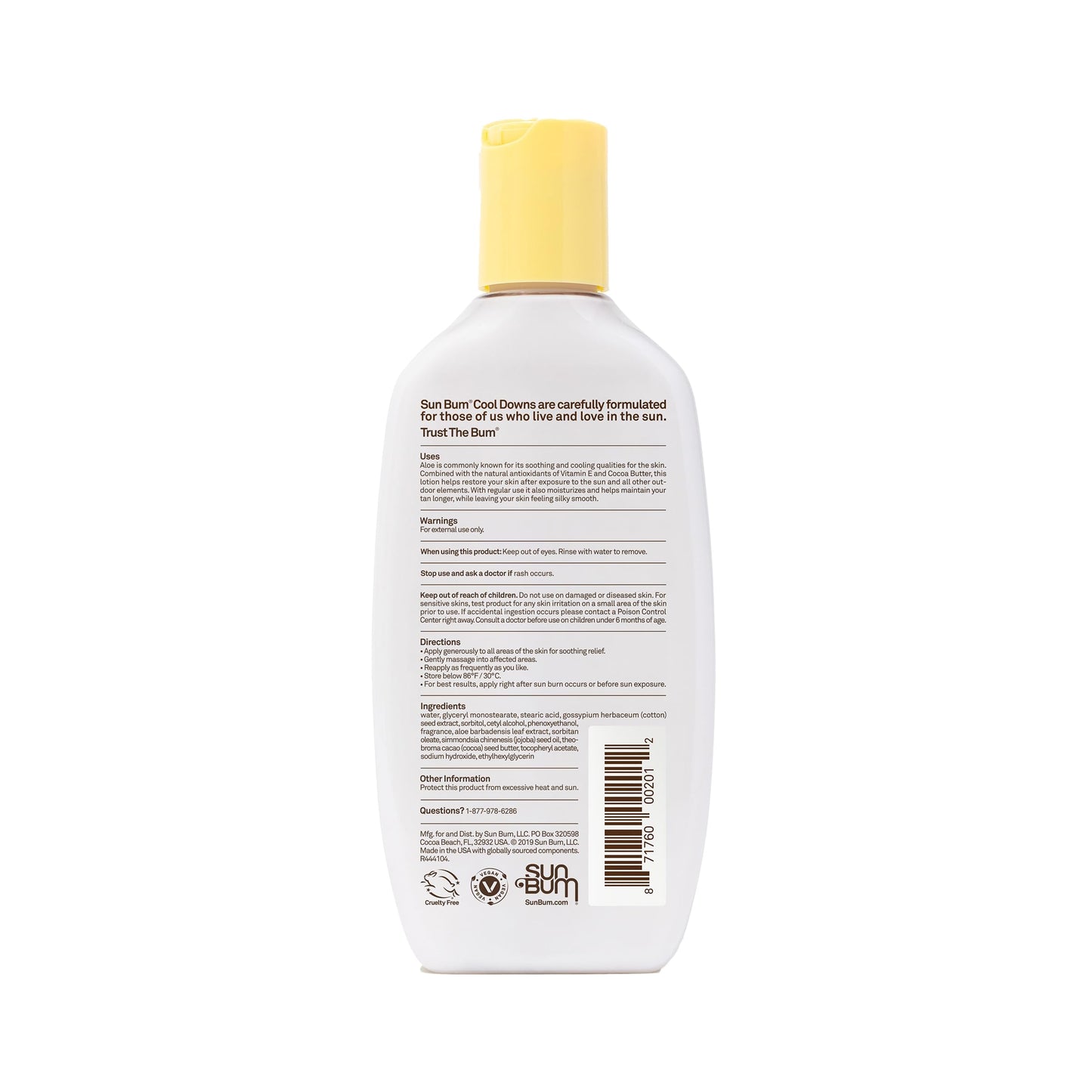 Sun Bum Cool Down Aloe Vera Lotion - Vegan After Sun Care with Cocoa Butter to Soothe and Hydrate Sunburn - 8 oz