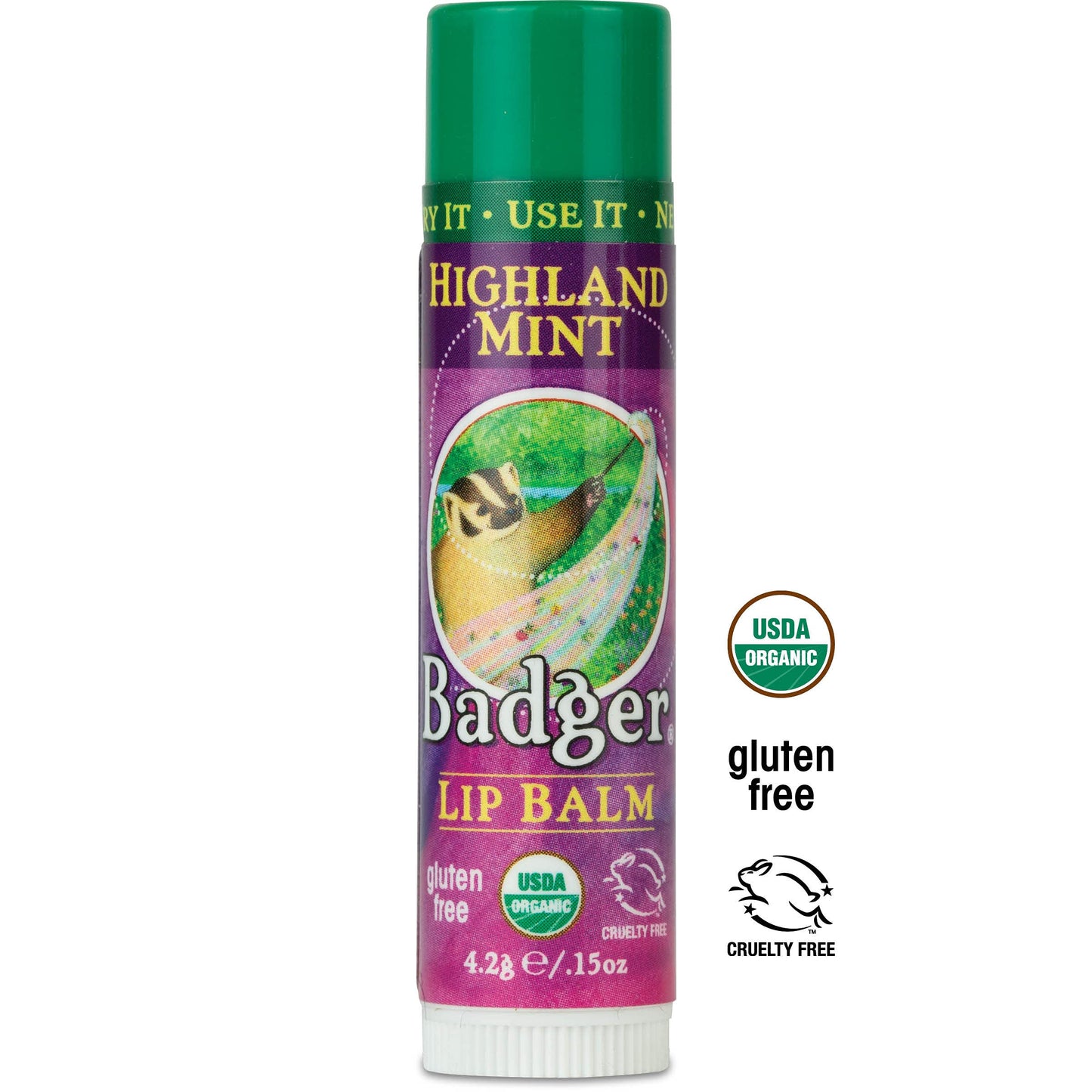 Badger Highland Mint Classic Lip Balm - 0.15oz Stick Beauty and Personal Care Badger