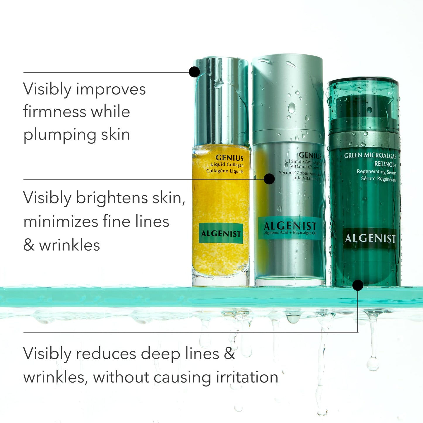 Algenist GENIUS Liquid Collagen Serum - Firming and Hydrating Face Serum with Collagen + Vitamin E - Helps Visibly Minimize Fine Lines + Wrinkles