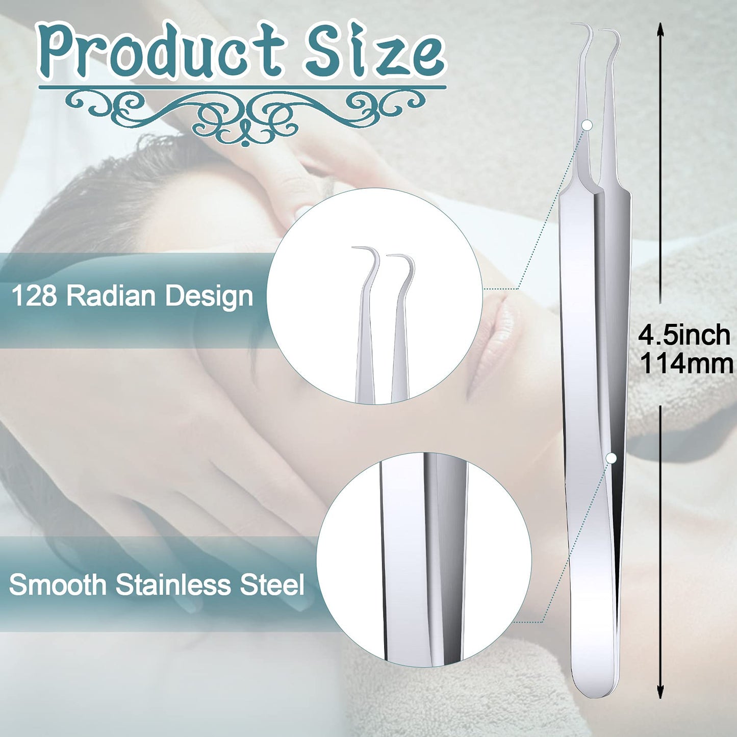 ANCIRS 6 Pack Acne Pimple Blackhead Remover Tweezers, Stainless Steel Acne Tweezers, Curved Pimple Tweezers Extractors Tool for Blackhead Blemish