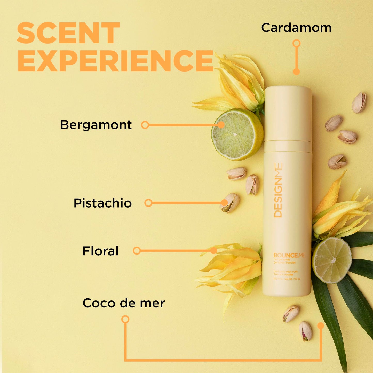 Design.Me BOUNCE.ME Curling Gel Spray | Frizz-Free Curl Defining Gel - Refresh Curls, Waves, Coils | Non-Crunchy, Non-Sticky Formula - Climate Control