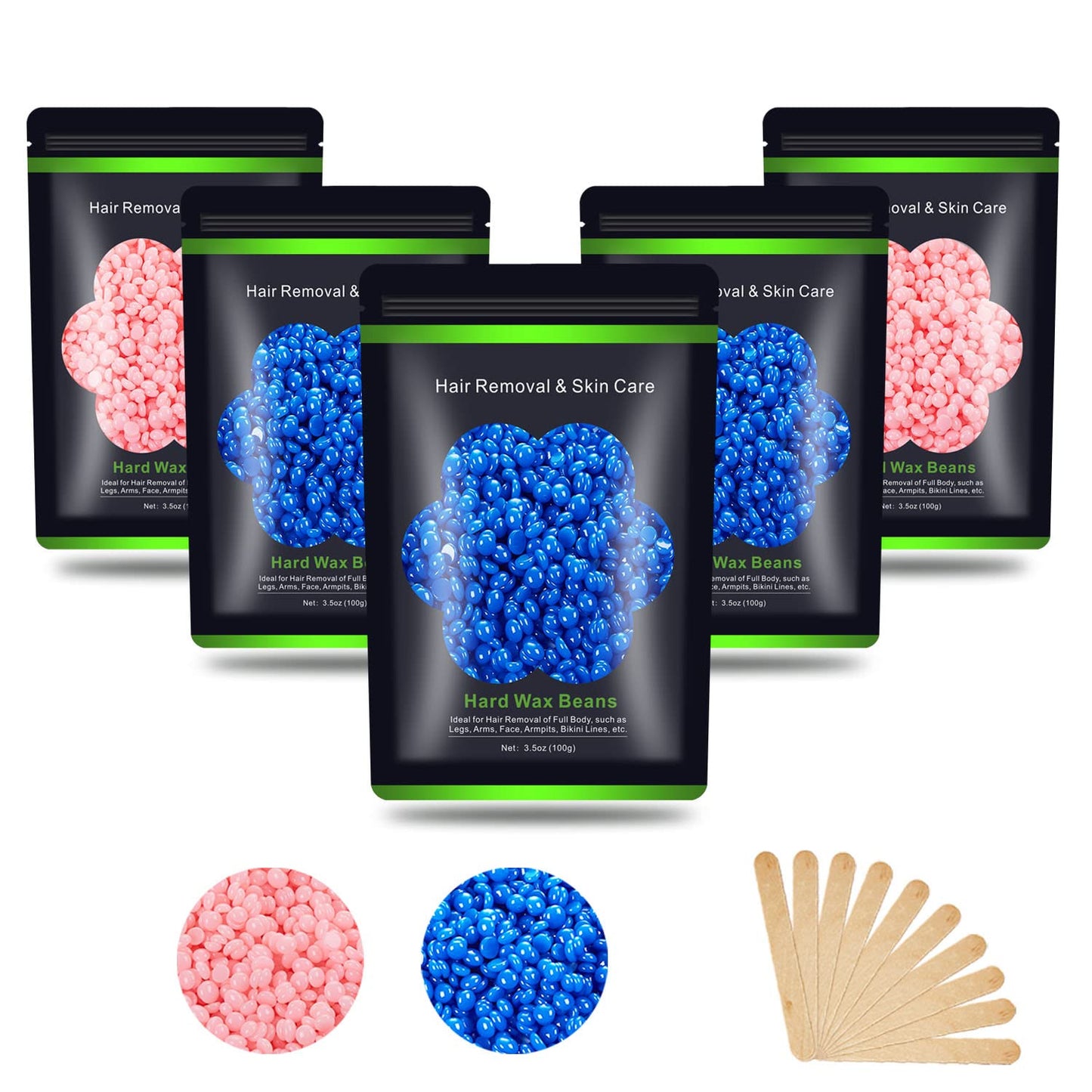 Auperwel Wax Beads for Hair Removal 1.1 lb (17.6 oz), Hard Wax Waxing Beads Kit for Sensitive Skin Brazilian, Face, Bikini, Eyebrow, Legs, Painless Beauty and Personal Care Auperwel