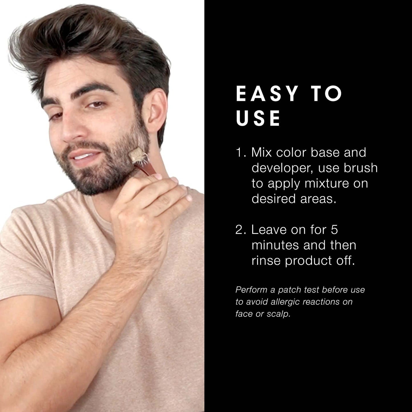Pacinos Hair & Beard Color Kit (Dark Brown) - Hair Color For Men, Eliminates Grays in 5 minutes, Easy to Apply Brush-In Formula, Enhances Appearance
