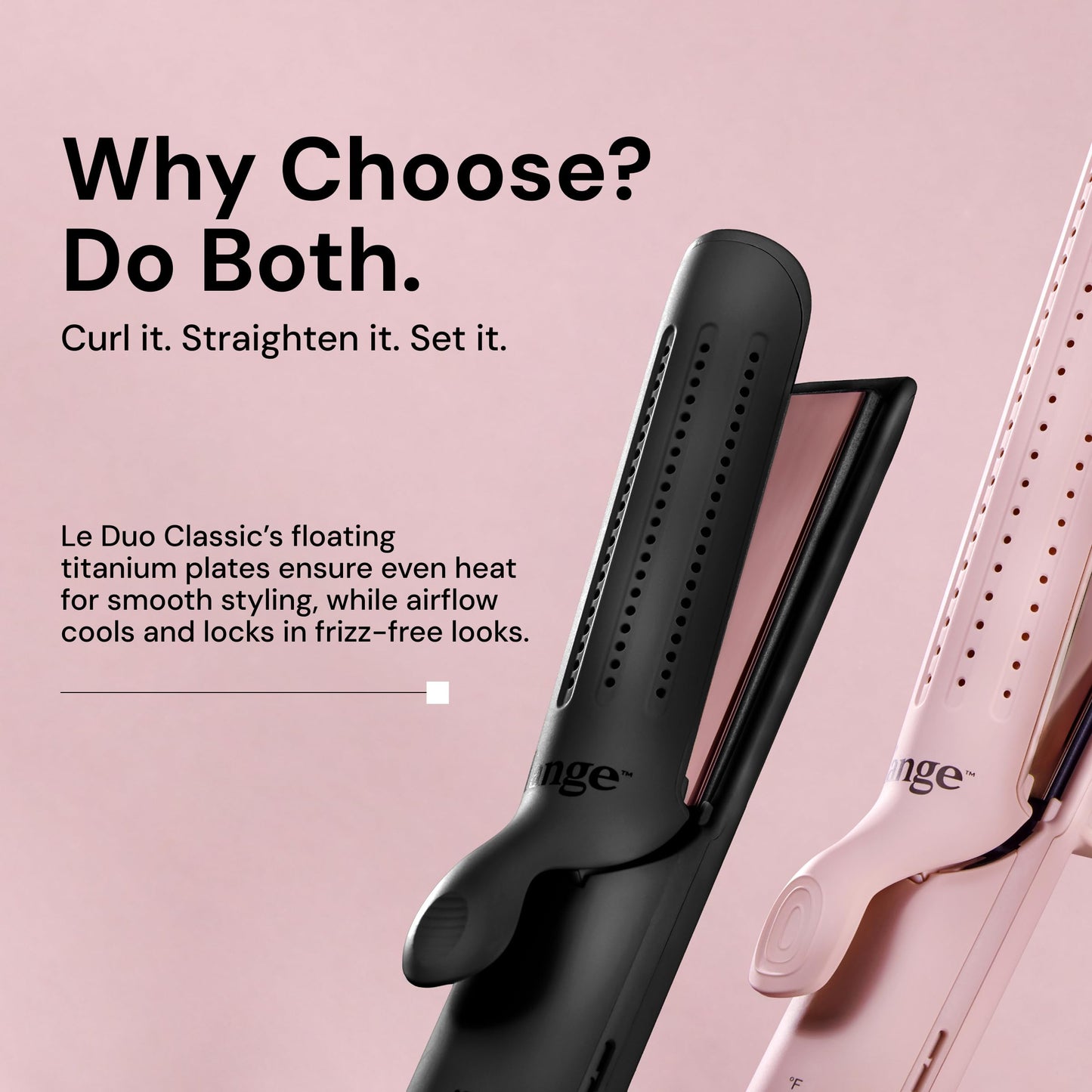 L'ANGE HAIR Le Duo Standard 360° Airflow Styler | 2-in-1 Curling Wand & Titanium Flat Iron Hair Straightener | Professional Hair Curler with Cooling