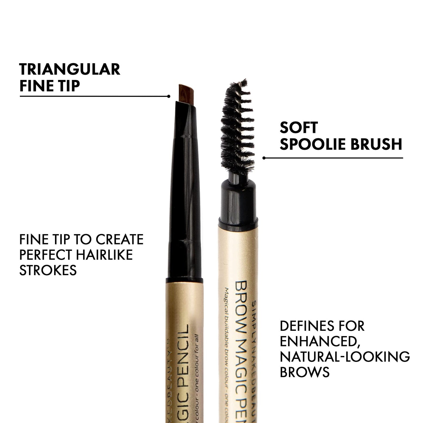 Simply Naked Beauty Brow Master - Magic Brow colour pencil | Buildable Mineral Brown Eyebrow Pencil kit. Eye makeup for dramatic brows. Suits any skin