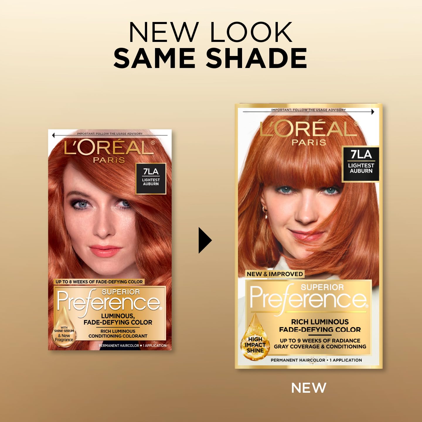 L'Oreal Paris Superior Preference Luminous Fade-Defying Permanent Hair Color, Hair Dye For Up to 9 Weeks of Radiance, Lightest Auburn 7LA, 1 Hair Dye