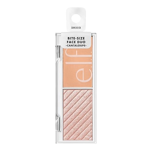 e.l.f. Cosmetics Bite-Size Face Duo, Highlighter, Bronzer & Blush Palette, Highly Pigmented, Lychee, 0.049 Oz (1.4g), 0.049 ounces