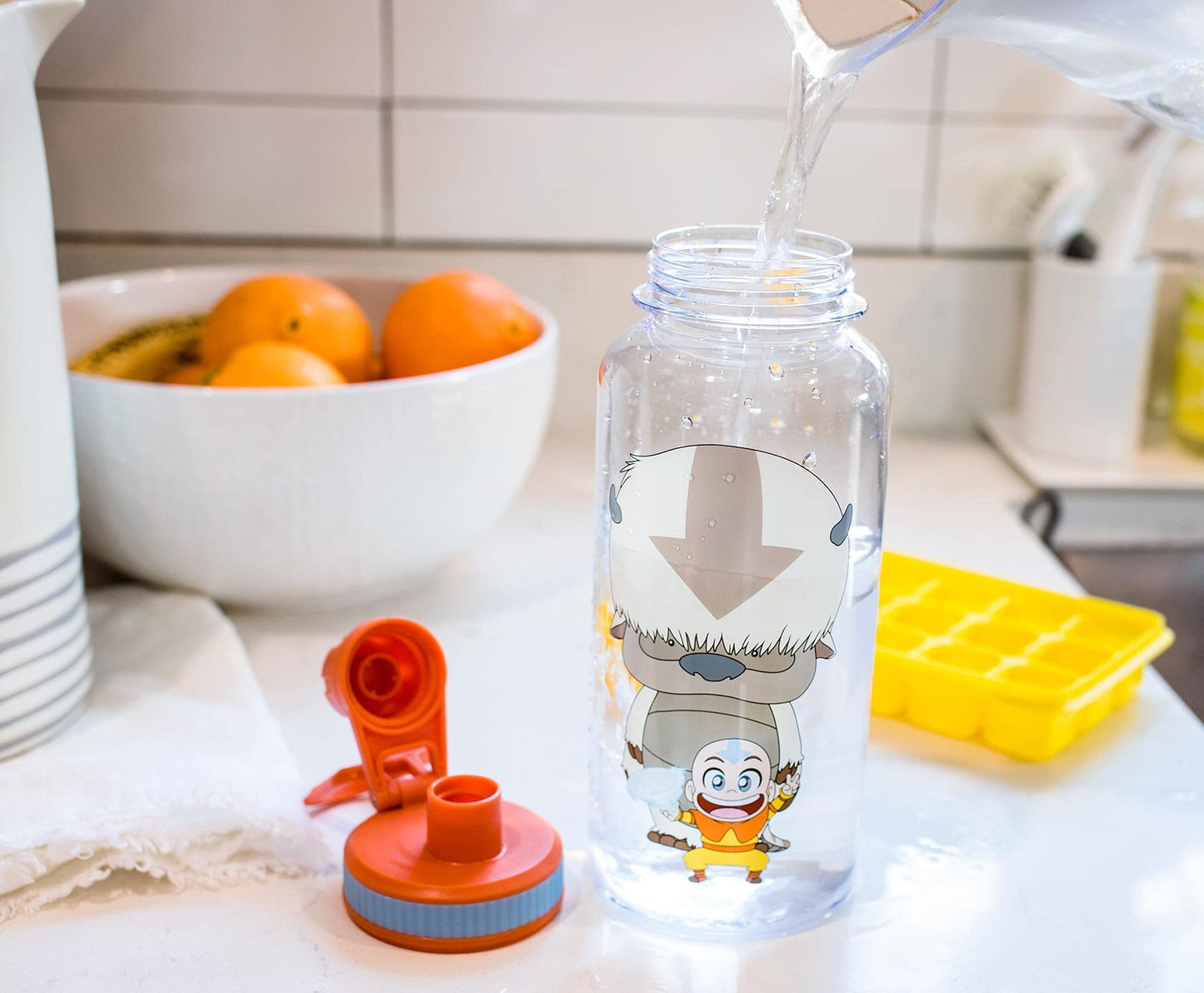 Avatar: The Last Airbender Chibi Aang & Appa 32-Ounce Water Bottle And Sticker Set | BPA-Free Plastic Water Jug With Leakproof Twist Spout Lid Sports…