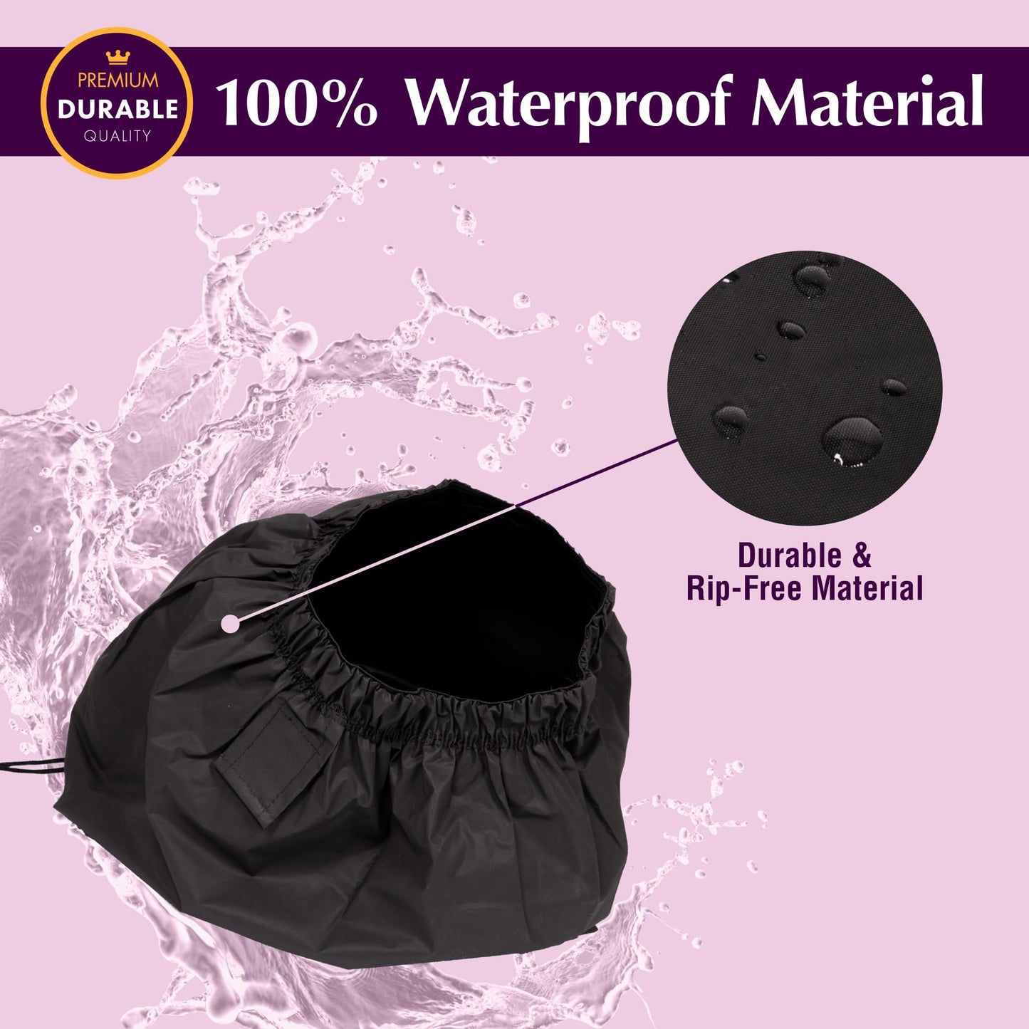 Red by Kiss Essential Super Large Waterproof Braid Shower Cap, Reusable Caps with Elastic Band