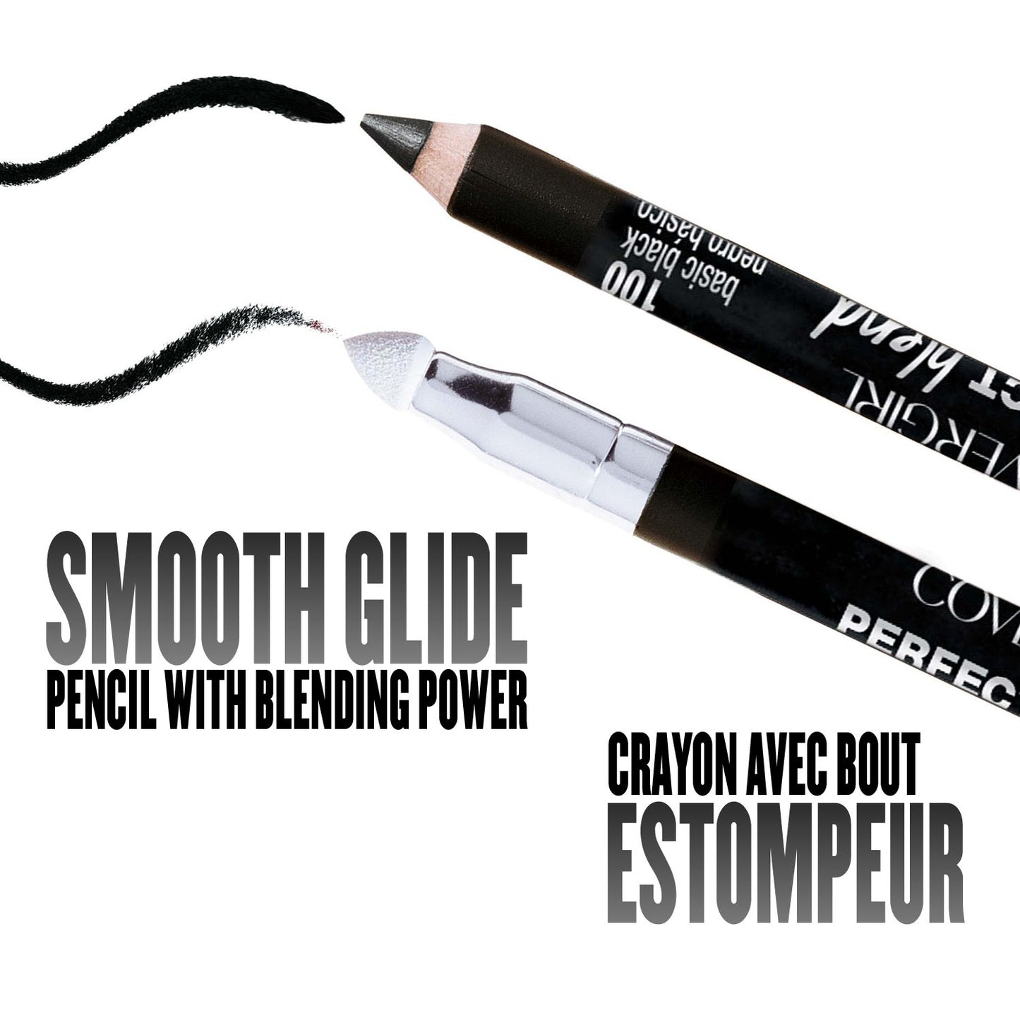 COVERGIRL Perfect Blend Eyeliner Pencil, Basic Black, 1 Count (.03 oz), Eyeliner Pencil with Blending Tip For Precise or Smudged Look (packaging may