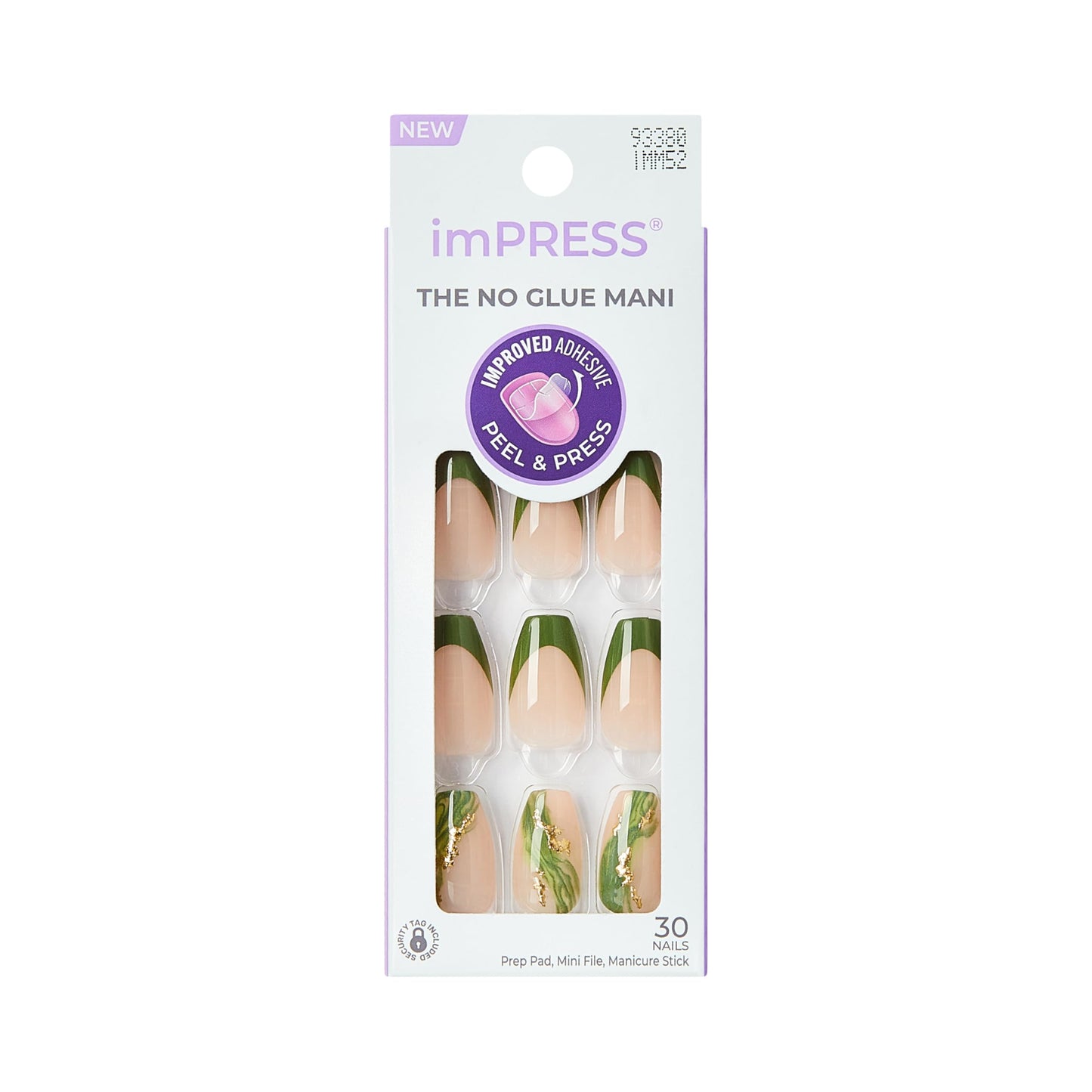 Kiss Impress No Glue Mani Press On Nails, Design, 'Ballerina', Green, Medium Size, Coffin Shape, Includes 30 Nails, Prep Pad, Instructions Sheet, 1 Beauty & Personal Care imPRESS