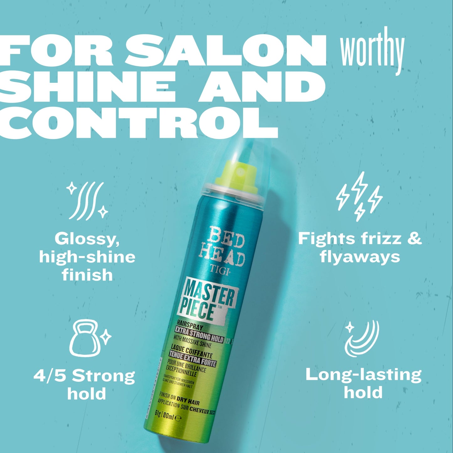 TIGI Bed Head Travel Size Frizz Control Hair Spray, Masterpiece Extra Hold Hair Care Spray for Shiny and Glossy Hair, 2 oz
