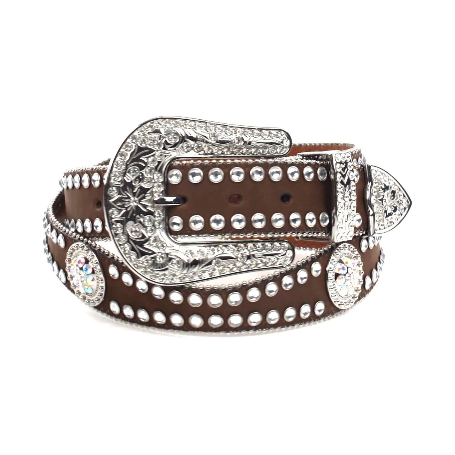 Blazin Roxx Women's Rhinestone Lined Concho Belt Med Brown X-Large