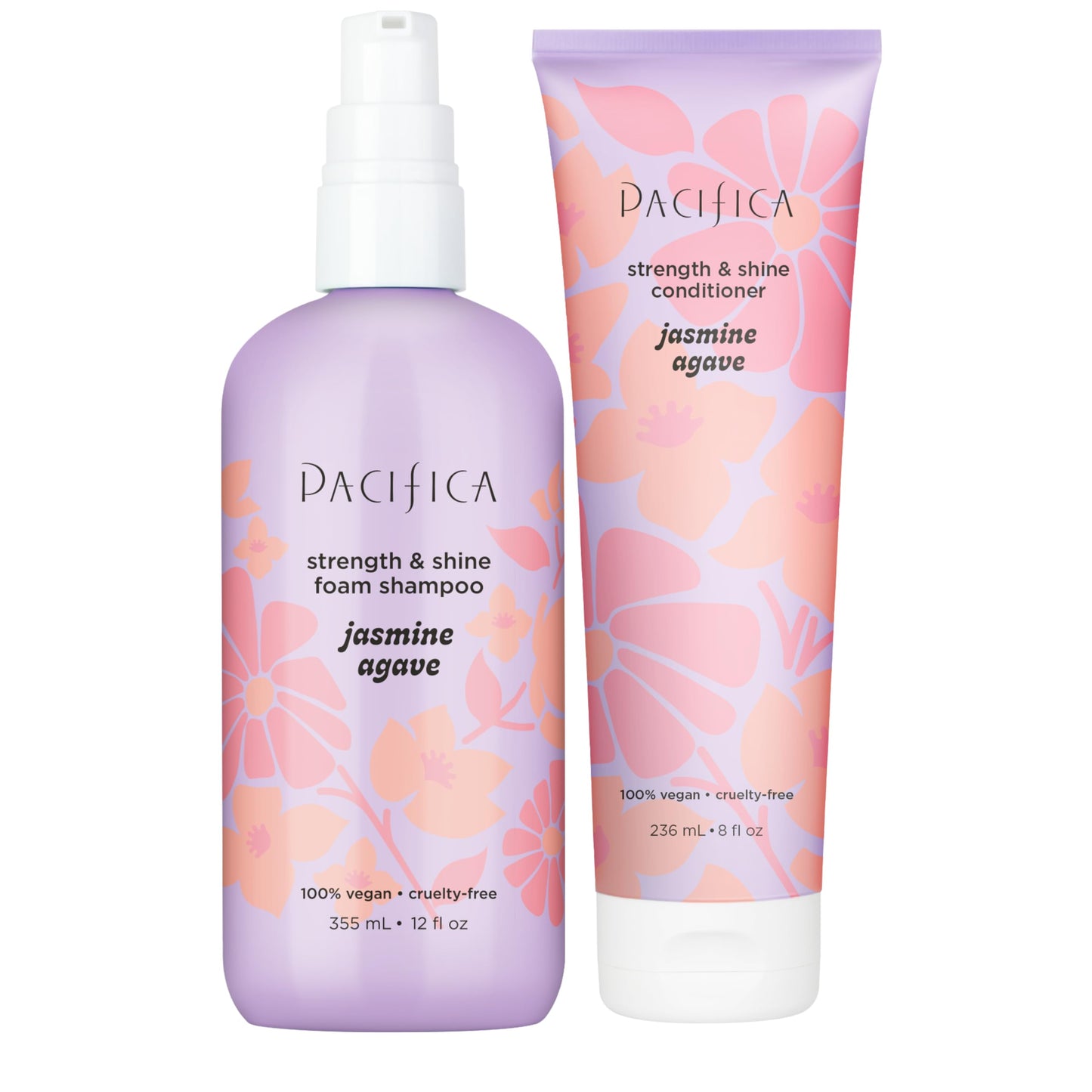 Pacifica Jasmine Agave Strengthening Shampoo & Conditioner Set - Clean Vegan Shampoo & Conditioner for Weak Or Brittle Hair (Including Color-Treated)