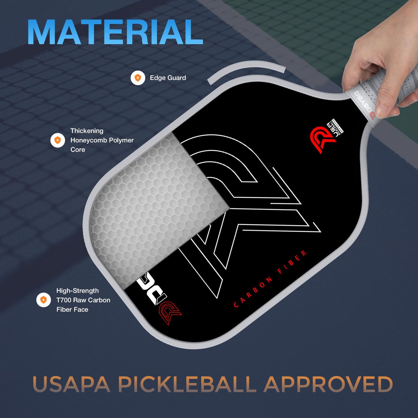 DGYGQ Pickleball Paddles - Professional Carbon Fiber Paddle with Honeycomb Core Pickleball Rackets - Lightweight Precision & Enhanced Shock…