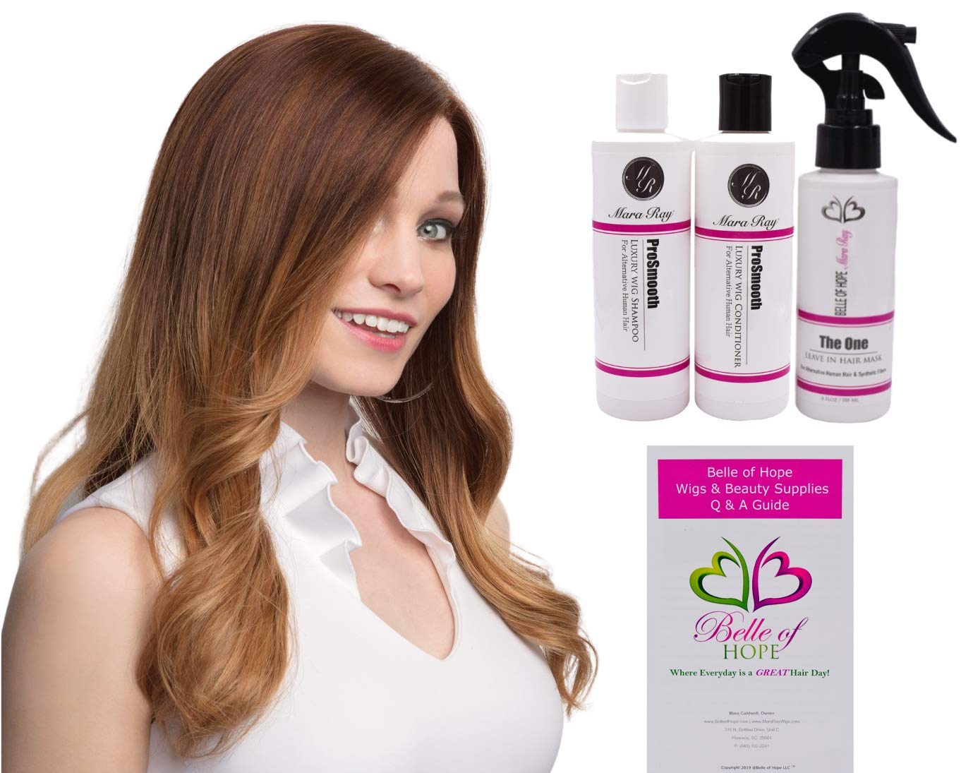 Lory Lace Front Mono Top Human Hair Wig by Fair Fashion, 5PC Bundle: Wig, 4oz Mara Ray ProSmooth Shampoo and Conditioner, The One Detangler, and 19