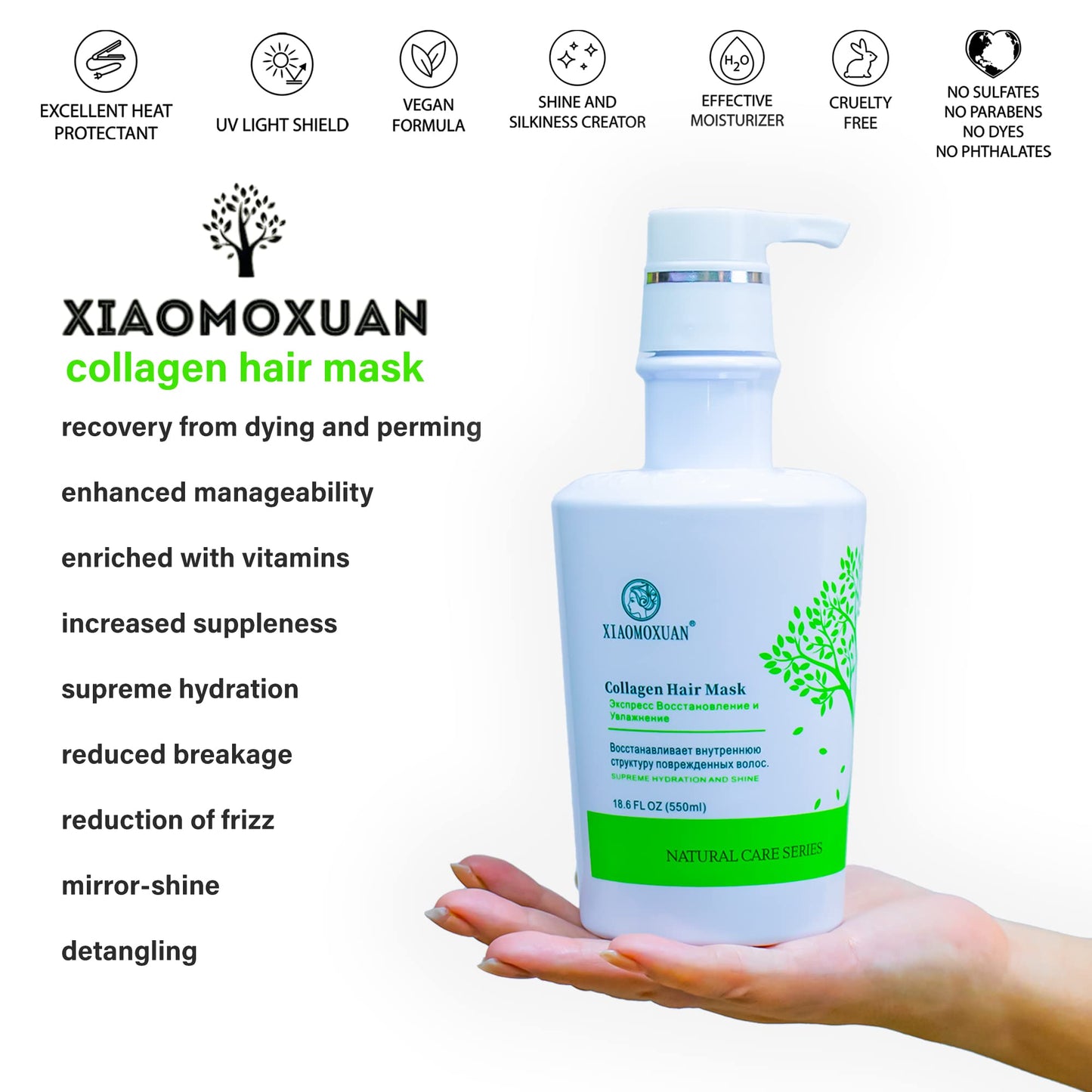 Xiaomoxuan Organic Tea Tree Paraben and Sulfate-Free Shampoo and Conditioner Set - Natural Beauty and Personal Care Products Set - SLS-Free Shampoo