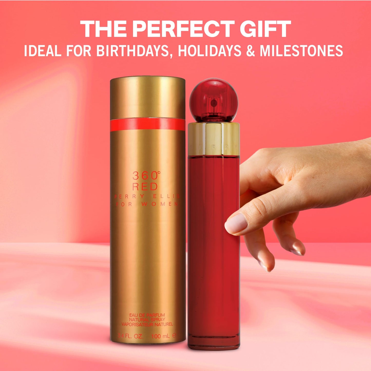 Perry Ellis 360° Red Eau De Parfum Spray for Women - Perfume for Women, EDP, Exotic Floral Fragrance, Designer Scent for Her, Long Lasting - 3.4 fl oz